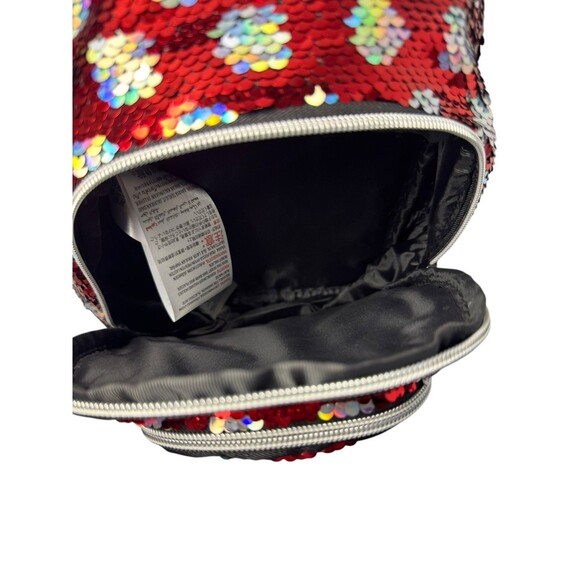 Disney Parks Minnie Mouse Reversible Sequined Mini Backpack RED/BLACK Silver Dot main image 9